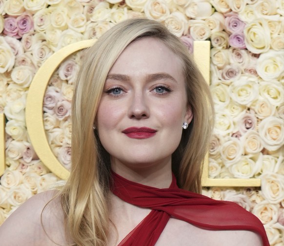 Dakota Fanning arrives at the 82nd Golden Globes on Sunday, Jan. 5, 2025, at the Beverly Hilton in Beverly Hills, Calif. (Photo by Jordan Strauss/Invision/AP)
Dakota Fanning