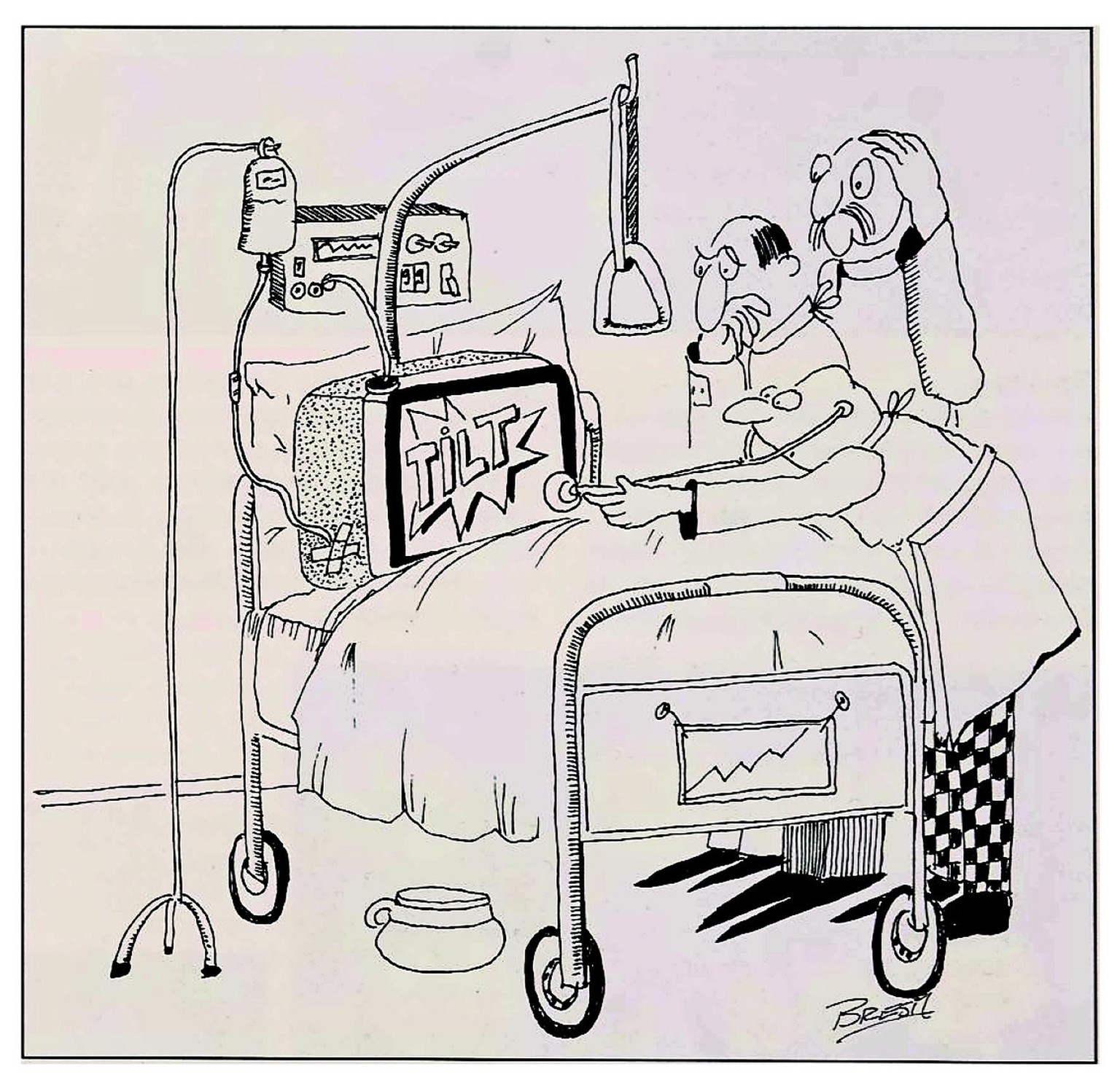 Kranker PC: Abbildung zu Markus Stuckis Artikel über Computerviren im Mitarbeitermagazin der Mobiliar im Jahr 1989. 
https://history.apps.mobiliar.ch/geschichten/die-ersten-pc/