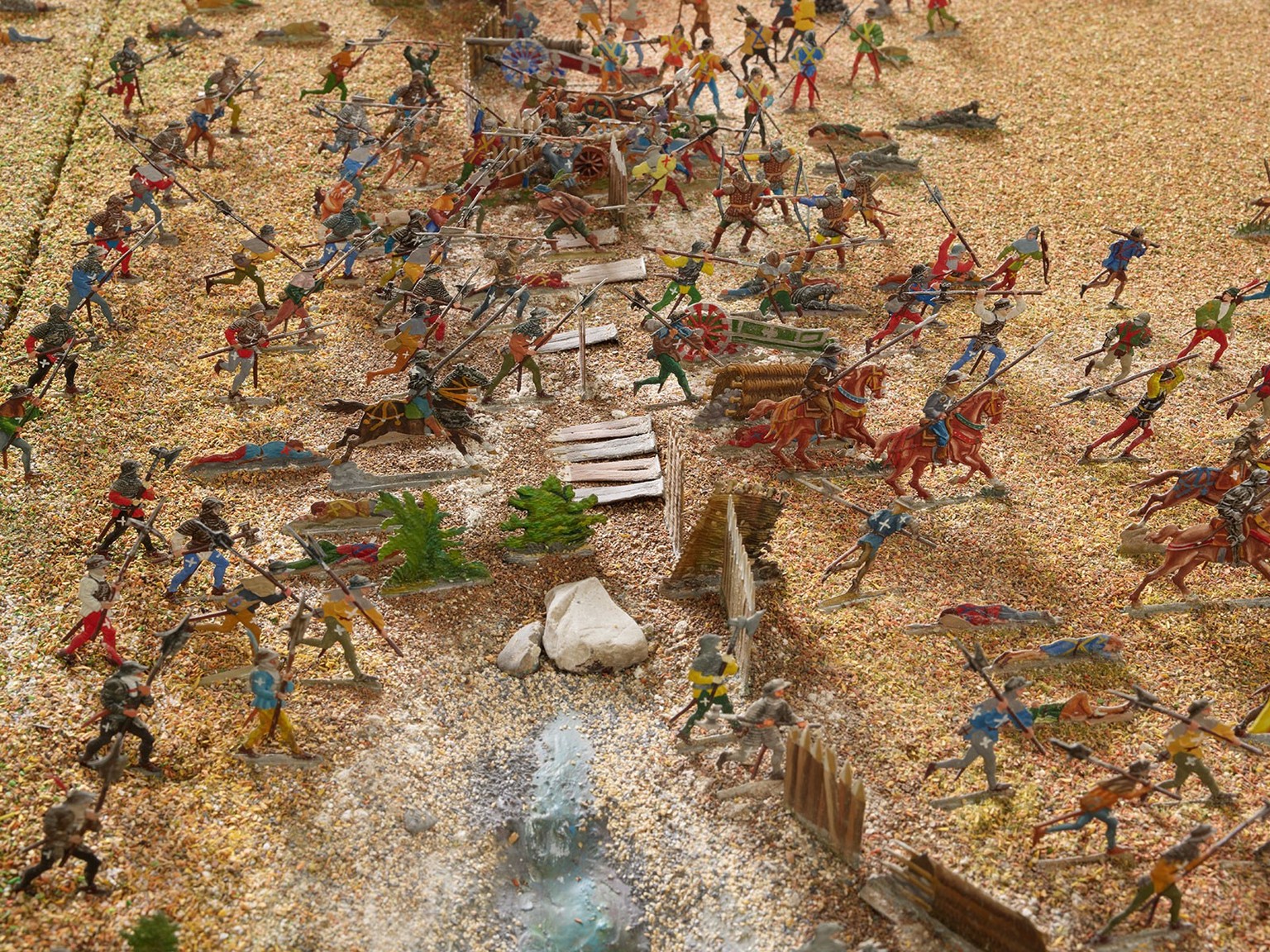 Die Eidgenossen durchbrechen den «Grünhag». Detail aus dem Murtendiorama von Curt F. Kollbrunner, bestehend aus rund 6000 Figuren, im Landesmuseum Zürich.
https://permalink.nationalmuseum.ch/100102758