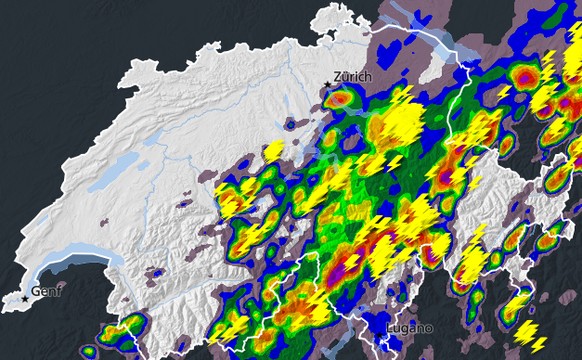 Gewitter Radar Schweiz 26.6.25 16 Uhr
