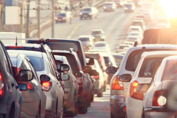 traffic jams in the city, road, rush hour