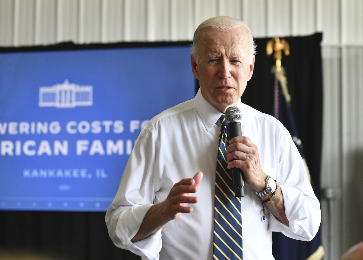 President Joe Biden speaks during a visit to Jeff O'Connor's farm in Kankakee, Ill., Wednesday, May 11, 2022. (Tiffany Blanchette/The Daily Journal via AP)