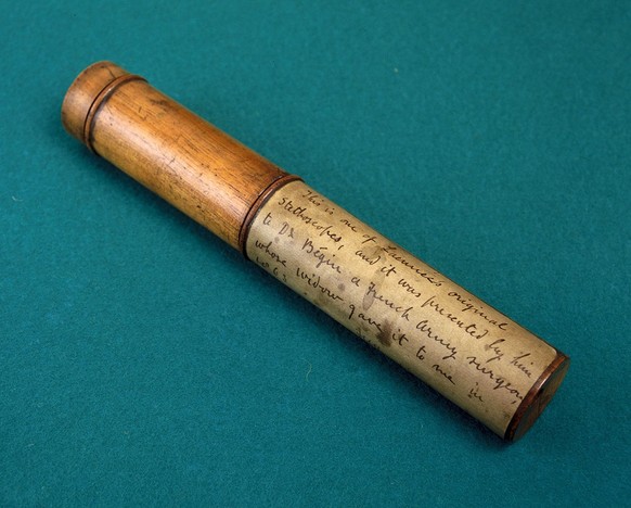 Made of wood and brass, this is one of the original stethoscopes belonging to the French physician Rene Theophile Laennec (1781-1826) who devised the first stethoscope in 1816. It consists of a single ...