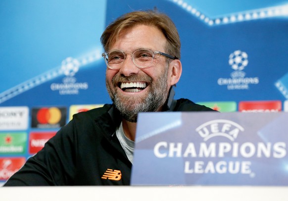 epa06657155 Liverpool&#039;s manager Juergen Klopp during a press conference at the City Academy in Manchester, Britain, 09 April 2018. Liverpool FC will face Manchester City FC in the UEFA Champions  ...