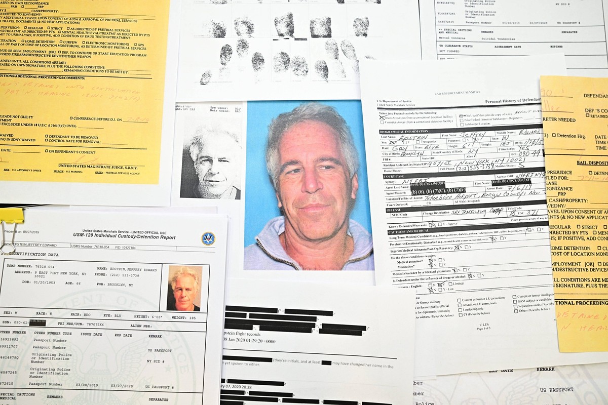February 5, 2026, Russia: In this photo illustration, the Released documents from the U.S. Justice Department files on Jeffrey Epstein. Released documents from disgraced late financier and sex offende ...