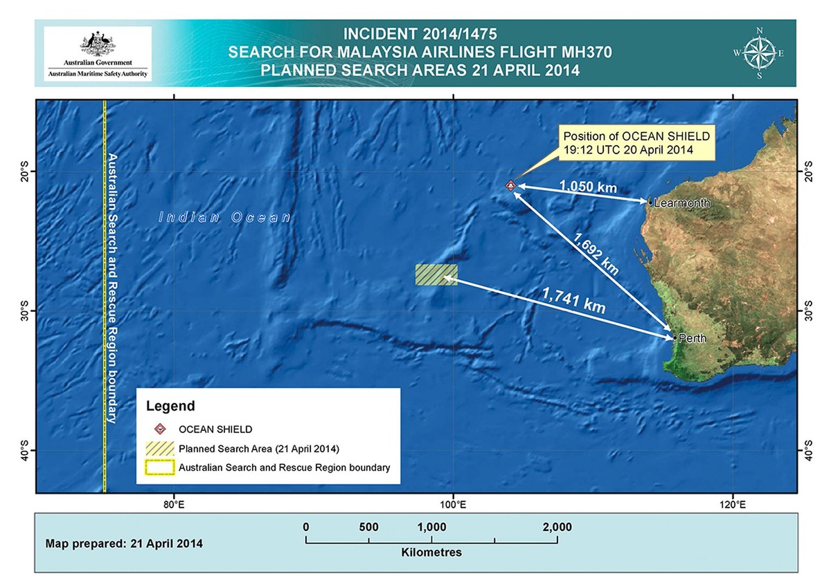 An diesen Stellen im indischen Ozean vor Australien wird die MH370 momentan vermutet.&nbsp;