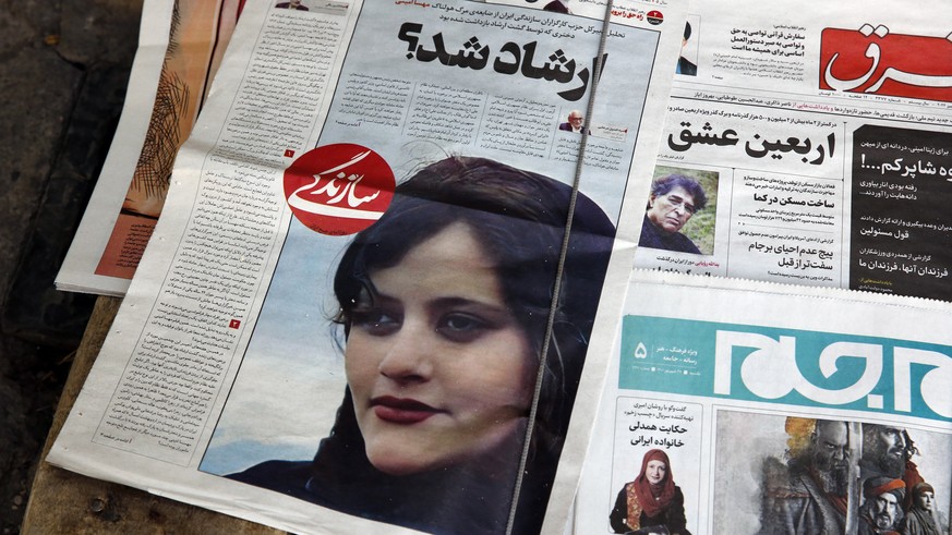 epa10191412 Iranian daily newspapers reporting Mahsa Amini