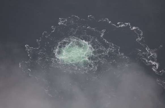 FILE - This photo from the Swedish Coast Guard shows a leak from Nord Stream 2, on Sept. 28, 2022. The Danish Maritime Authority said on Thursday that it has imposed a ban on sailing in the Baltic S...