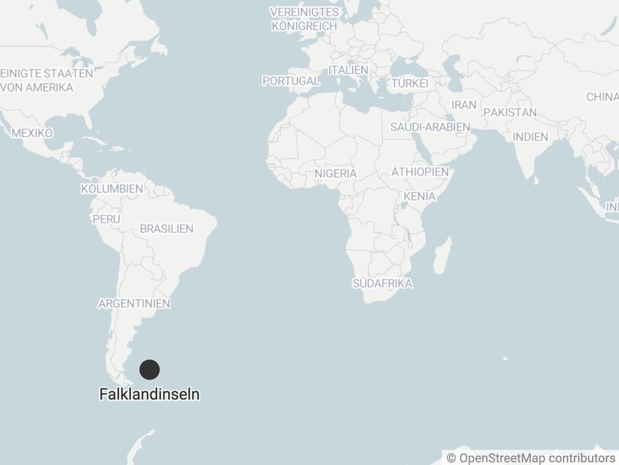 Falklandinseln, Weltkarte.