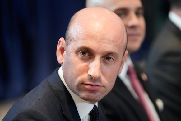 United States Homeland Security Advisor Stephen Miller reacts on the sidelines of the ASEAN Summit in Kuala Lumpur, Malaysia, Sunday, Oct. 26, 2025. (AP Photo/Mark Schiefelbein)
Donald Trump,Anwar Ibr ...