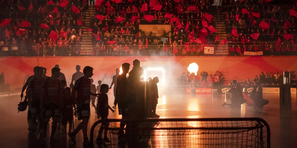 Der Unihockey-Cupfinal der Männer 2022 in der Wankdorf-Halle.