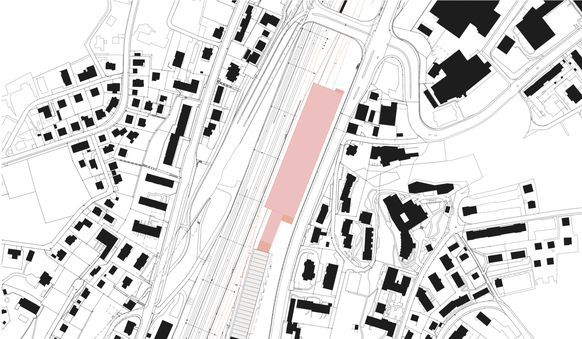 Die neue Serviceanlage (rot) wird nördlich der Güterhalle in Schaffhausen erstellt.