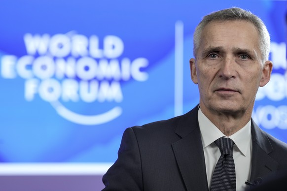 Secretary General of NATO Jens Stoltenberg is pictured at the World Economic Forum in Davos, Switzerland Wednesday, Jan. 18, 2023. The annual meeting of the World Economic Forum is taking place in Dav ...