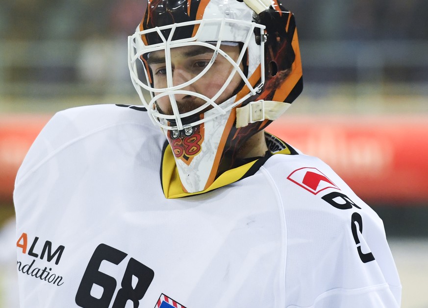 Torhueter Dominic Nyffeler von Ajoie, im fuenften Playoff-Halbfinalspiel der Eishockey Swiss League zwischen den SC Rapperswil-Jona Lakers und dem HC Ajoie, am Freitag, 23. Maerz 2018, in der St. Gall ...