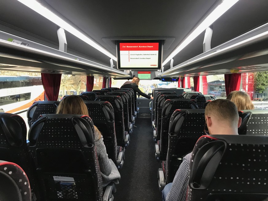 Blick in die Kabine des neuen Doppelstock-Cars von Eurobus.