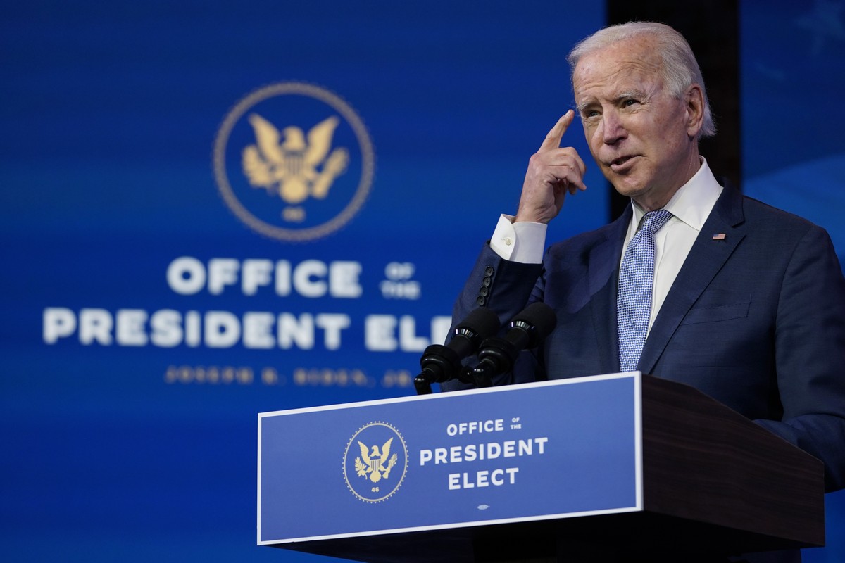President-elect Joe Biden speaks at The Queen theater in Wilmington, Del., Wednesday, Jan. 6, 2021. Biden has called the violent protests on the U.S. Capitol "an assault on the most sacred of Ame ...