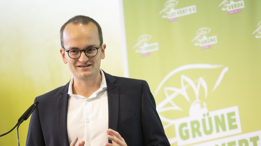 Martin Neukom, Regierungsrat Zuerich, spricht an der Delegiertenversammlung der Gruenen Schweiz am Samstag, 22. Oktober 2022, in Winterthur. (KEYSTONE/Ennio Leanza)