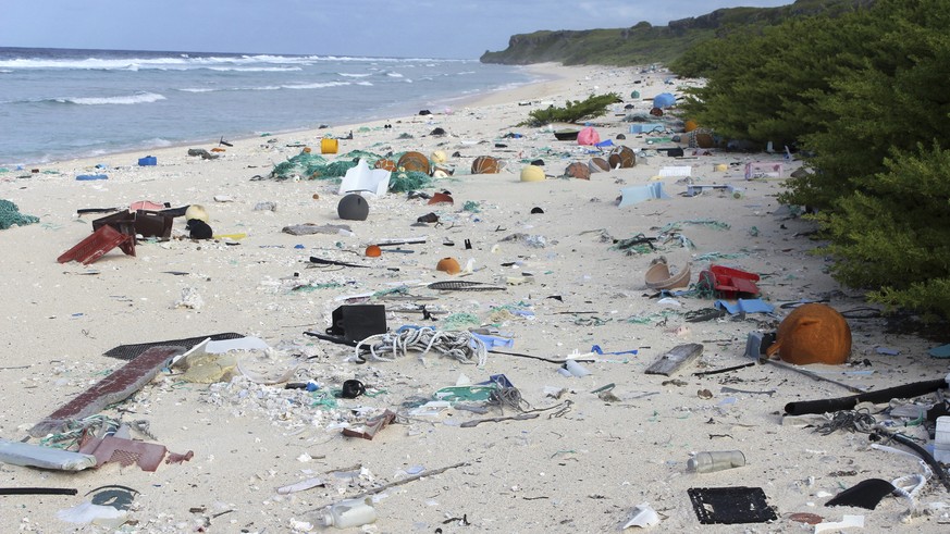 In this 2015 photo provided by Jennifer Lavers, plastic debris is strewn on the beach on Henderson Island. When researchers traveled to the tiny, uninhabited island in the middle of the Pacific Ocean, ...