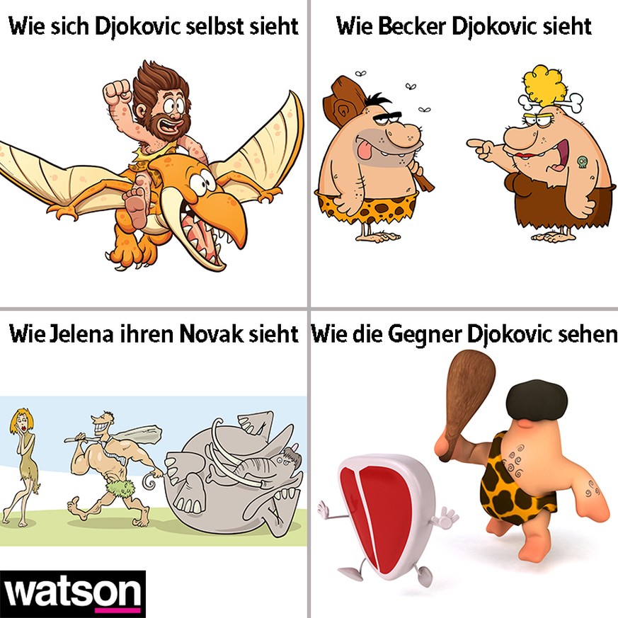 Höhlenmensch, Schrei-Baby, Bikini-Beauty, lahmer Gaul: So sehen wir Federer, Djokovic und Co.