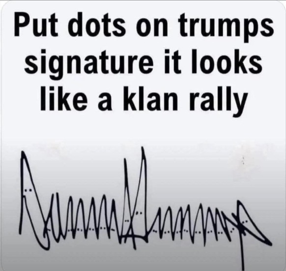 Trump-Unterschrift mit Punkten, Meme (2026)