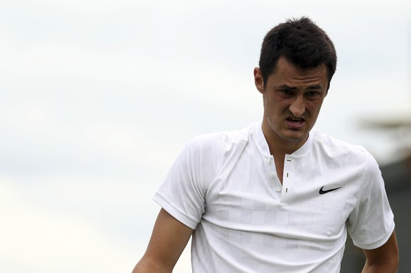 Australia&#039;s Bernard Tomic looks on during his Men&#039;s Singles Match against Germany&#039;s Mischa Zverev on day two at the Wimbledon Tennis Championships in London Tuesday, July 4, 2017. (AP P ...