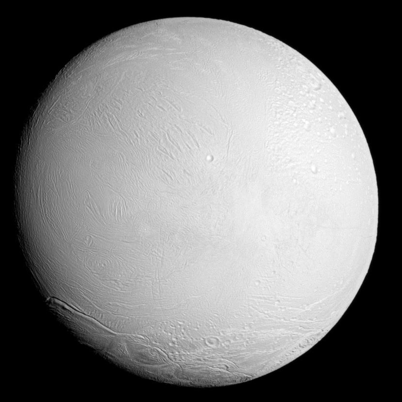 Dicke Eiskruste: Saturnmond Enceladus.<br data-editable="remove">