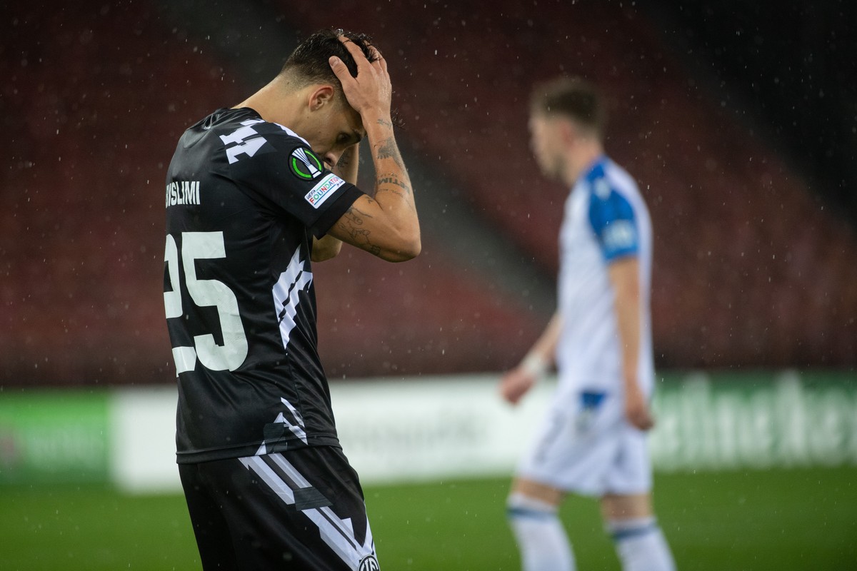 Lugano's player Uran Bislimi during the UEFA Conference League group D soccer match between Switzerland�s FC Lugano and Belgium�s Club Bruegge at the Letzigrund Stadium in Zurich, Switzerland, Th ...