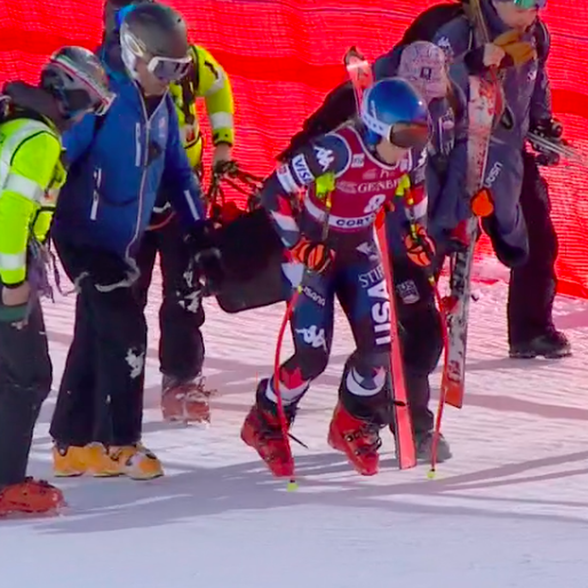 Mikaela Shiffrin Cortina d'Ampezzo Sturz