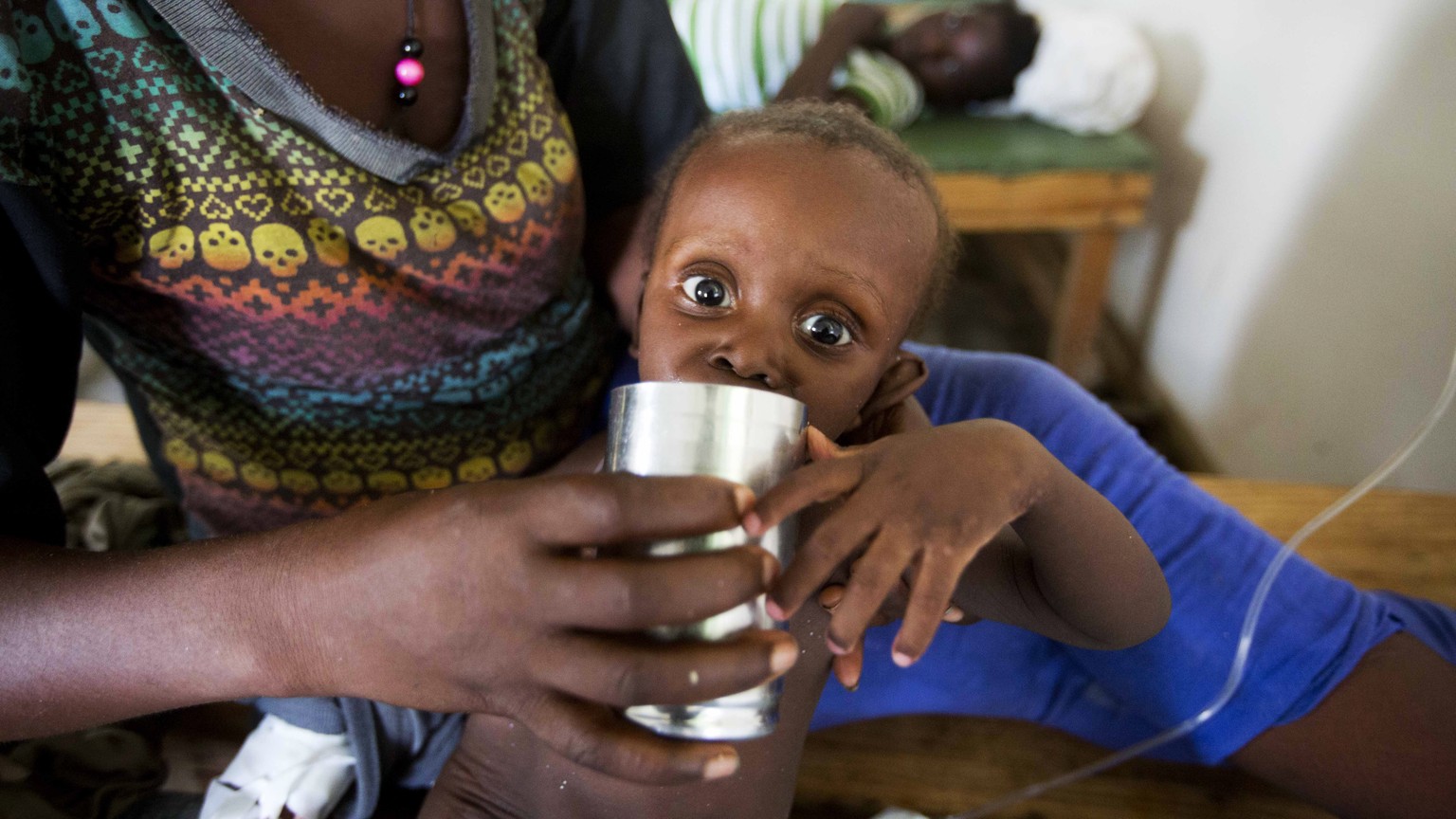 Victims of cholera receive treatment at the state hospital after Hurricane Matthew, in Jeremie, Haiti, Sunday, Oct. 9, 2016. Aid has begun pouring into the hard-hit town, where thousands of homes were ...