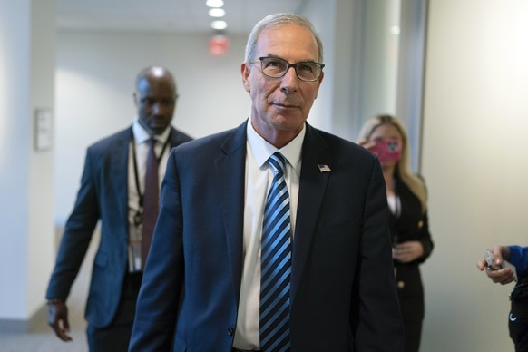 U.S. Attorney David Weiss, leaves the interview with members of the House Judiciary Committee, Tuesday, Nov. 7, 2023, in Washington. The special counsel overseeing the Hunter Biden investigation is te ...