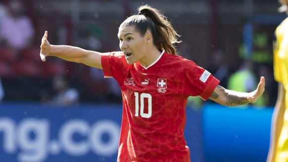 Switzerland&#039;s forward Ramona Bachmann gestures, during the UEFA Women&#039;s England 2022 group C preliminary round soccer match between Sweden and Switzerland, at the Bramall Lane, in Sheffield, ...