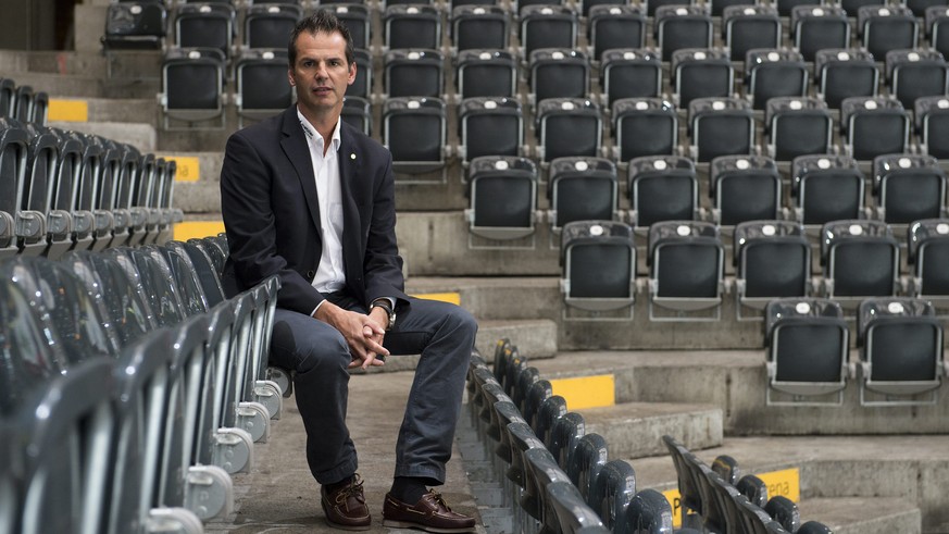 epa04379110 Sporting director Sven Leuenberger of Swiss Ice Hockey club SC Bern poses for the photographer during the season media day of the SC Bern, 01 September 2014, Bern, Switzerland. EPA/ANTHONY ...