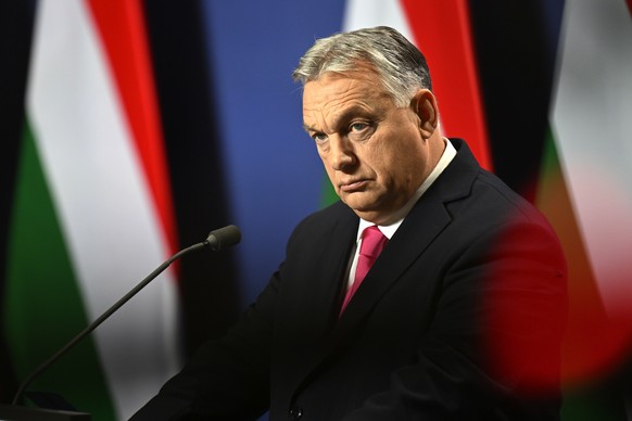 FILE - Hungarian Prime Minister Viktor Orbán arrives for an annual international press conference in Budapest, Hungary, on Thursday, December 1.  January 21, 2023. Swedish Prime Minister Ulf Kristersson tells his Hungarian...