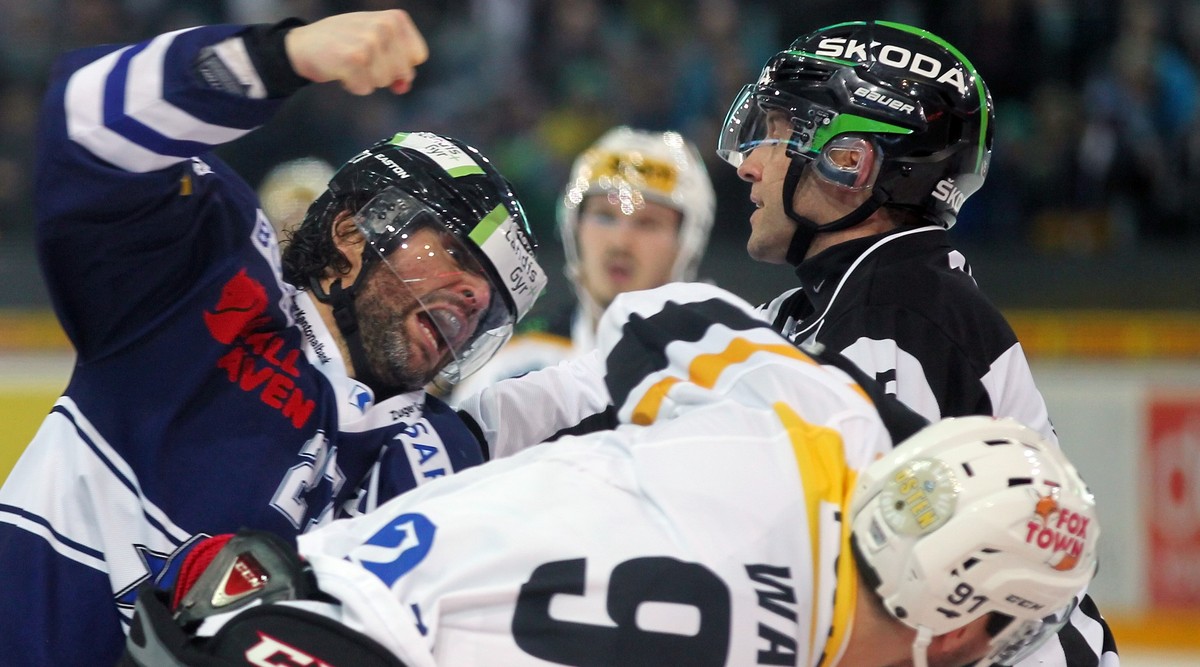 Josh Holden, wie er leibt, lebt und sich durch die Schweizer Eisstadien prügelt.