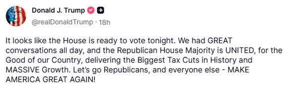 trump bbb truth social post 03.07.2025