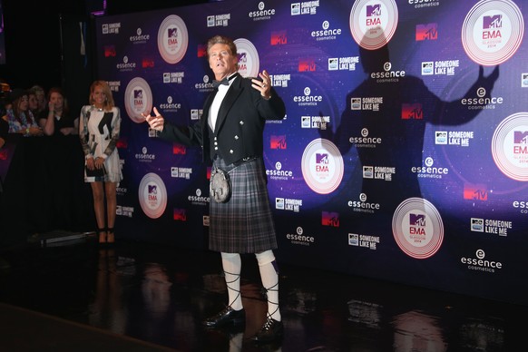 When in Scotland: David Hasselhoff reiste im Schottenrock an.