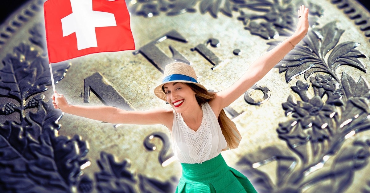 1 one Swiss Franc coin closeup. Tinted horizontal stories about economy or banking. Business and taxes. Money and Central Bank of Switzerland. Macro