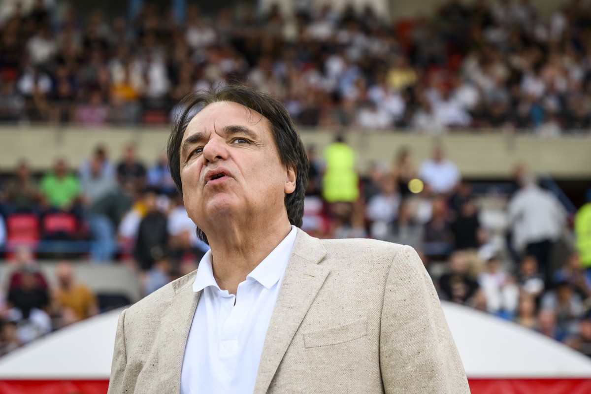 Le president du FC Sion Christian Constantin reagit lors du match retour du barrage de promotion en Super League et de relegation en Challenge League de football entre le FC Stade Lausanne Ouchy, SLO, ...