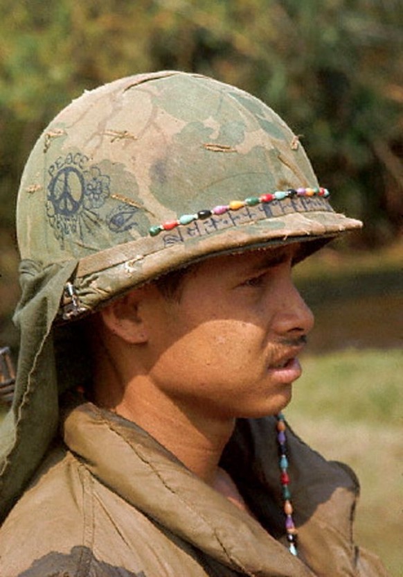 Vietnam helmet art helmet slogans helmet graffiti 
https://www.warhistoryonline.com/vietnam-war/helmet-art-of-the-vietnam-war.html