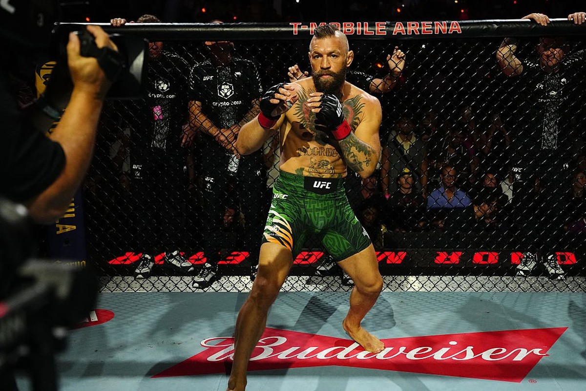 LAS VEGAS, NEVADA - JULY 11: Conor McGregor of Ireland prepares to face Max Holloway in a welterweight fight during the UFC 329 event at T-Mobile Arena on July 11, 2026 in Las Vegas, Nevada. (Photo by ...