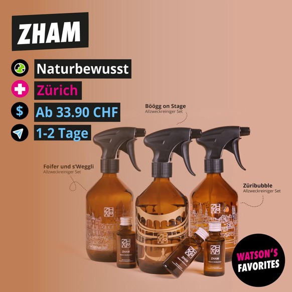 Die natürlichen Reinigungsmittel von ZHAM im Zürcher Look.