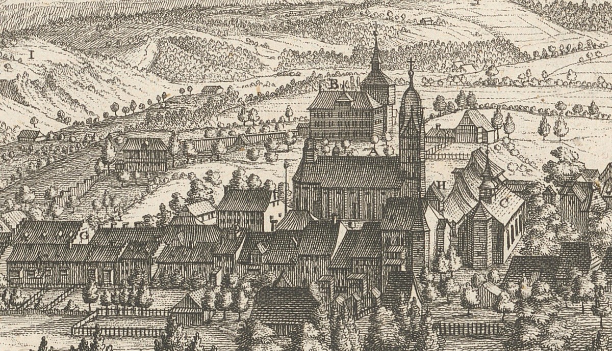 Willisau, oben das Landvogteischloss [B], 1695 angebaut an den bestehenden Chutzenturm, unten die Stadt. Repräsentative Architektur als Machtdemonstration. Deutlicher lässt sich das Gefälle zwischen O ...