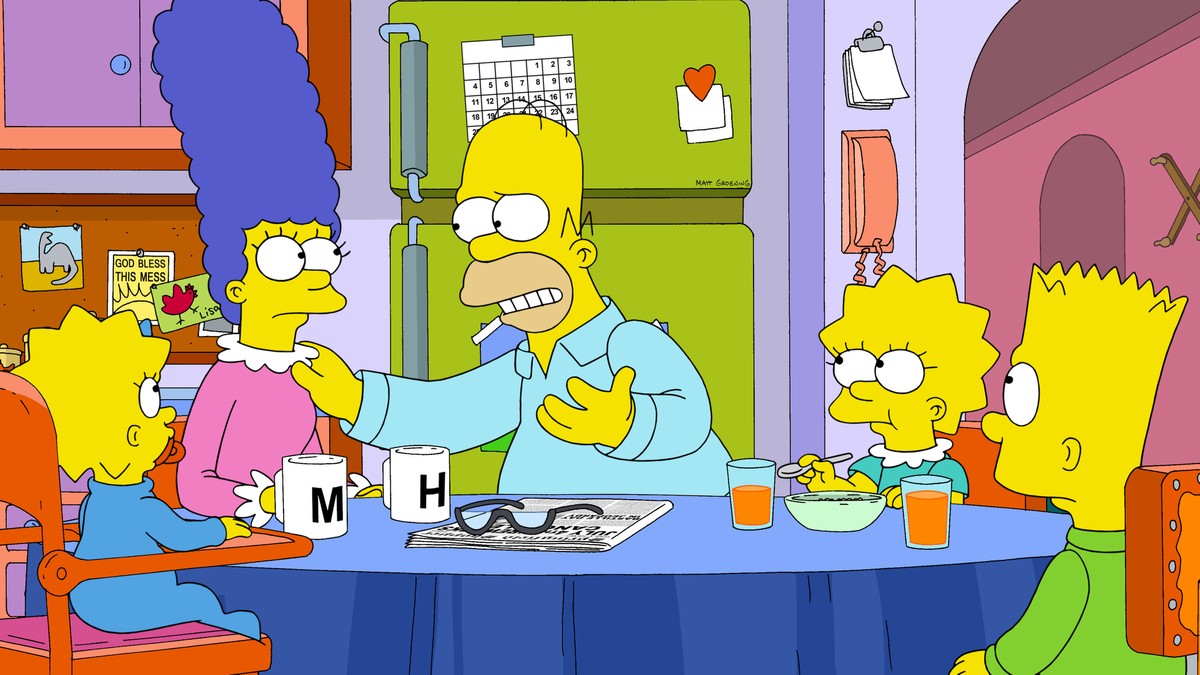 In this photo released by Fox, Homer explains why he wants to bring back the annual 4th of July fireworks display, after it's cancelled for budget reasons, in the "Yellow Badge of Cowardge&q ...