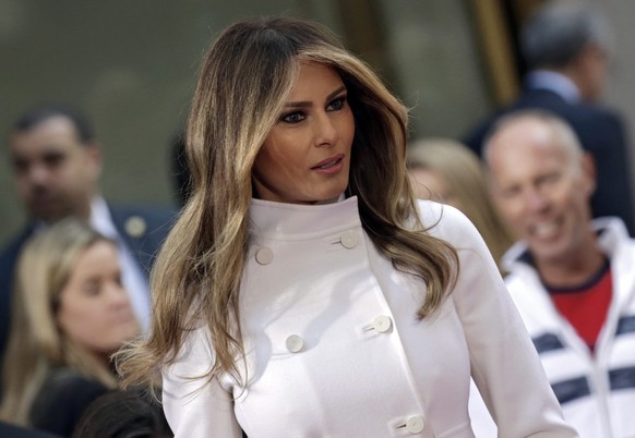 epa05270671 Melanie Trump, wife of US Republican presidential candidate Donald Trump, arrives on a NBC Town Hall at the Today Show in Rockefeller Plaza in New York, New York, USA, 21 April 2016. Trump ...