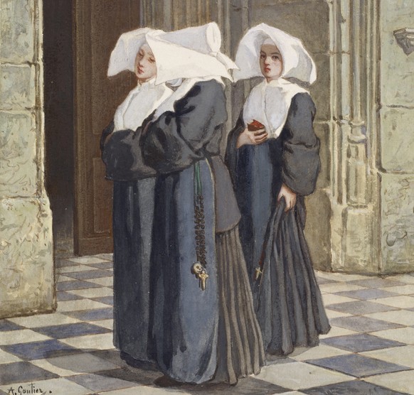 Armand Gautier: «Drei Nonnen im Kirchenportal», um 1840 gemalt.