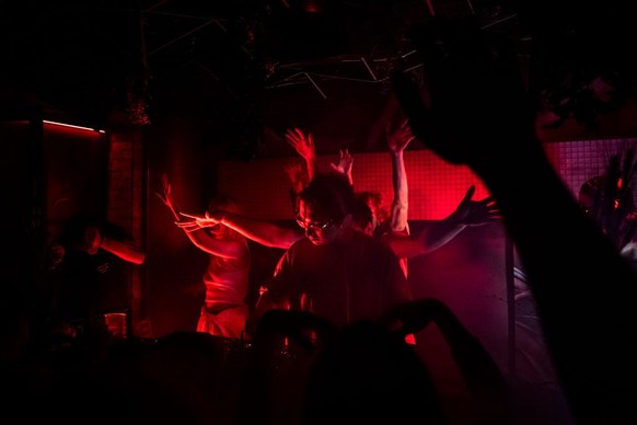 KYIV, UKRAINE - OCTOBER 29: People celebrate Halloween at a party in HVLV night club on October 29, 2022 in Kyiv, Ukraine. In recent weeks, Russia has escalated its attacks on Kyiv and other cities fa ...