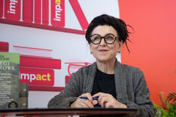 epa12953837 Polish writer Olga Tokarczuk attends the Impact'26 congress at the Poznan Congress Center in Poznan, 13 May 2026. The congress is a place for discussions on business, politics, scienc ...