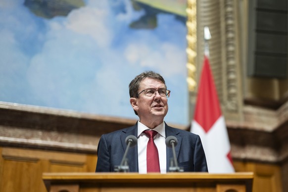 Bundesrat Albert Roesti spricht zur Grossen Kammer, an der Wintersession der Eidgenoessischen Raete, am Mittwoch, 3. Dezember 2025 im Nationalrat in Bern. (KEYSTONE/Alessandro della Valle)