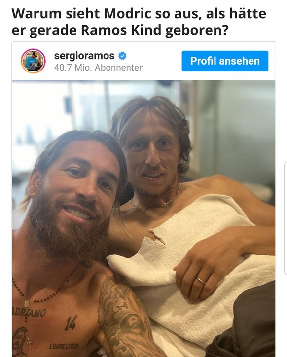 Sportlerpics: Warum sieht Modric so aus, als hÃ¤tte er gerade Ramos&#039; Kind geboren?
ð¤£ð¤£ð¤£ Das muss unbedingt in den Kommentaren verewigt werden!