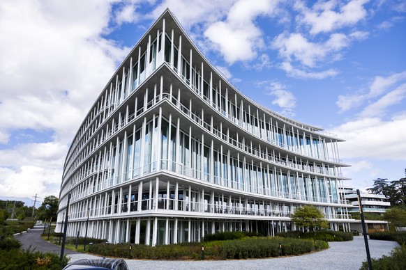 Le nouveau siege de la banque privee suisse Lombard Odier, concu par le bureau d'architecture Herzog &amp; Meuron, est photographie, ce vendredi 5 septembre 2025 a Bellevue pres de Geneve. (KEYST ...